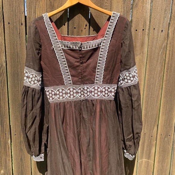 Vintage 1970s Brown Prairie Dress - Picture 5 of 7